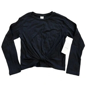 Nordstrom Black Cotton Knotted Long Sleeve Tee S M L XL
